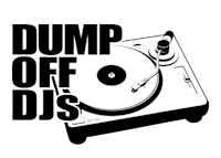 the dump off djs logo on a black background