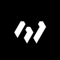 a white logo with the letter w on a black background
